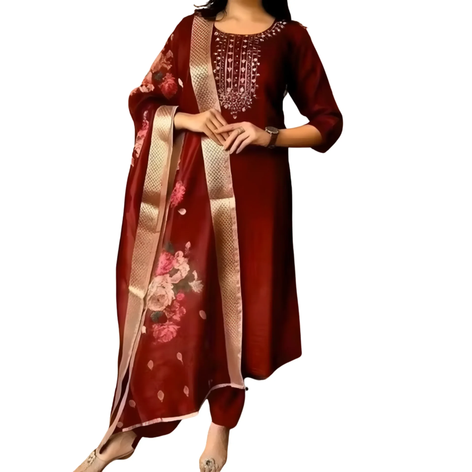 embroidered Kurti Pant Set