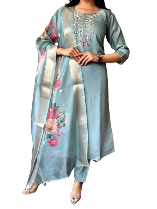 sky blue kurti set