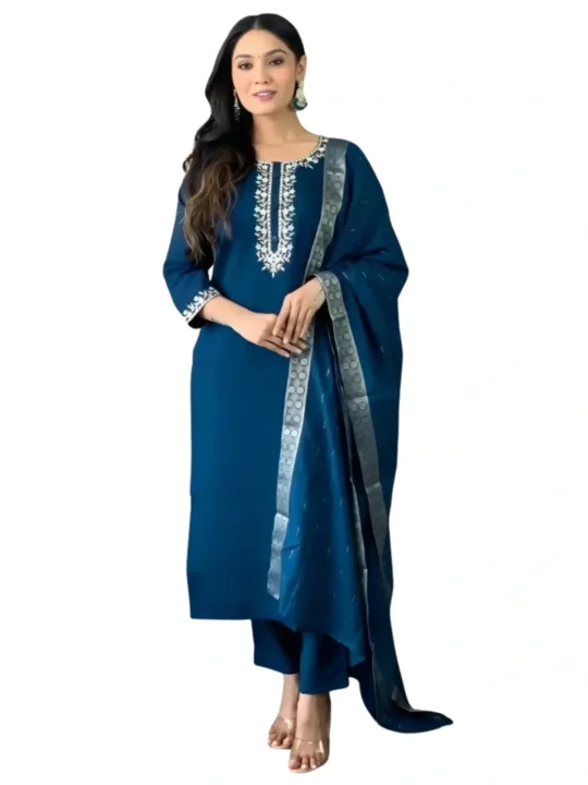 blue kurti set for women